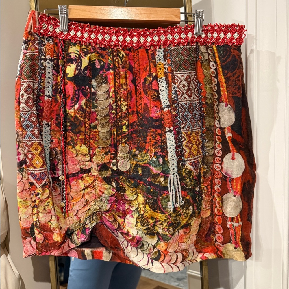 Desigual Red Orange Embellished Mini Skirt